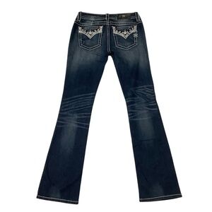 Miss Me Signature Slim Boot Cut Jeans Size 28 Dark Wash Embellished Pockets